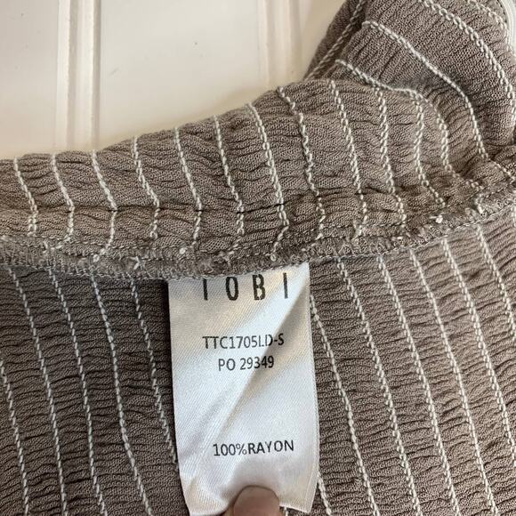 TOBI Smocked Gray Tan Tube Top Sz Medium - Picture 3 of 5